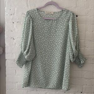 Mint Green Polka Dot Blouse by Vine & Love (Boutique)